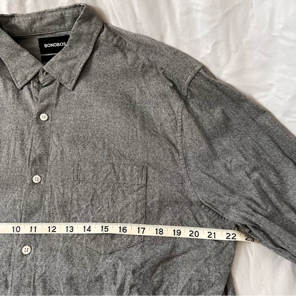 Bonobos Midweight Soft Long Sleeve Button Down Shirt - Men’s Large Long - Gray - Picture 3 of 5